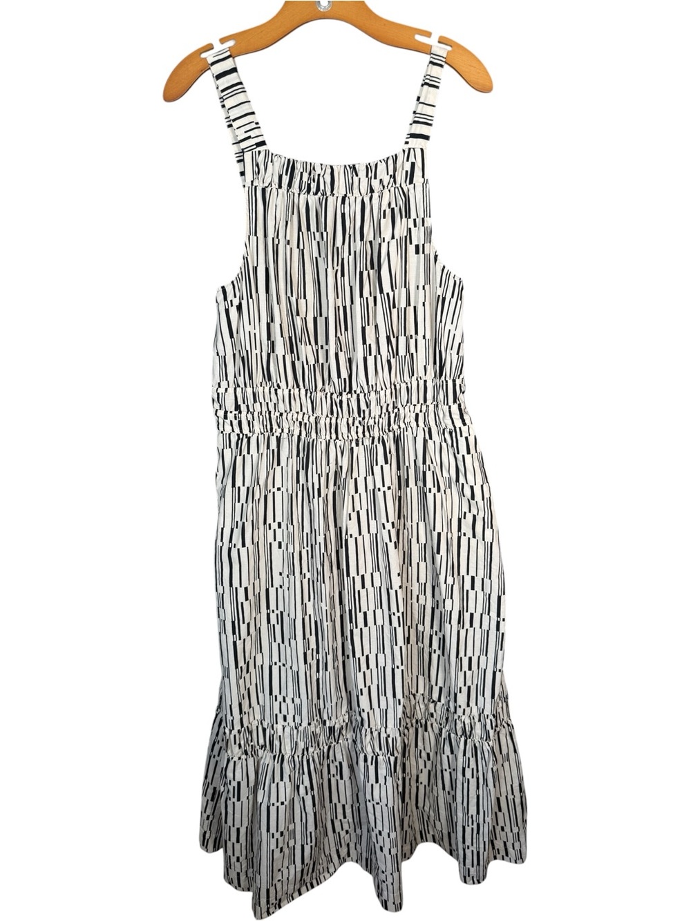 by Anthropologie Somerset Dress Cotton Poplin Maxi Dress Geometric Stripes XL P